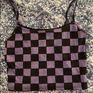 Forever 21 Black and Purple Cropped Tank Top
